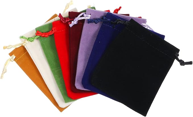 Teaaha 16PCS Dice Bag 3 X 4 Inch Small Velvet Drawstring Dice Velour Christmas Halloween Storage Bags Wedding Gift Pouch for Wrapping Jewelry, Resin Runes(8 Colors)