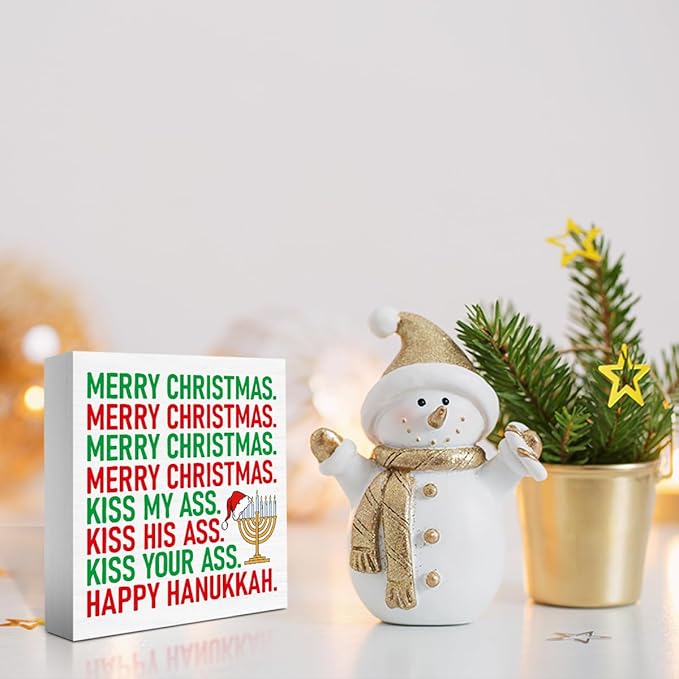 Christmas Vacation Decorations for Home Bathroom, Christmas Holiday Decor, Funny Xmas Holiday Decor for Office Desk, Merry Xmas Vacation Decorations 5 x 5 Inch