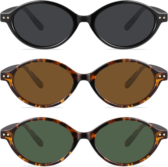 GRFISIA Retro Oval Sunglasses Womens Small Trendy Sun Glasses Sunnies UV400 Protection