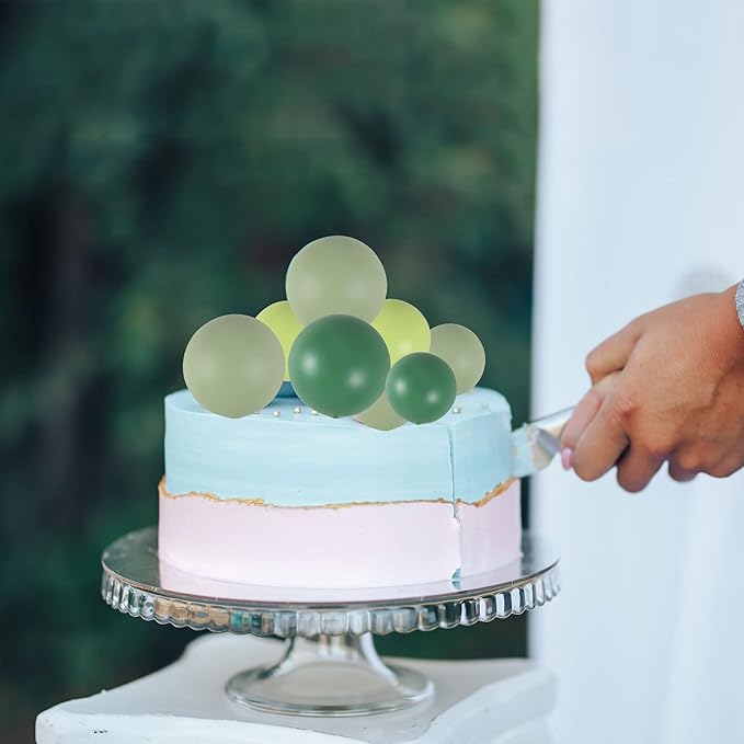 Gyufise 30Pcs Mini Balloon Cake Topper Foam Ball Cake Picks Faux Pearl Balls DIY Cake Decoration for Baby Shower Wedding Anniversary Birthday Party Supplies Green Dark Green Light Green