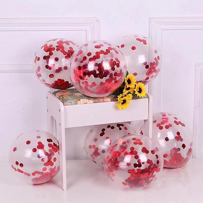 Red Round Foil Confetti Beautiful Metallic Table Confetti Glitter for Fill Balloons, Wedding,Birthday, Party,Festival Decoration(8000PCS)