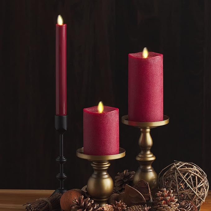 Luminara - Flameless LED Battery Operated Flickering Pillar Candles - Red - Pack of 1-3x4.5 - Realistic Moving Flame Real Wax Indoor/Outdoor Decor