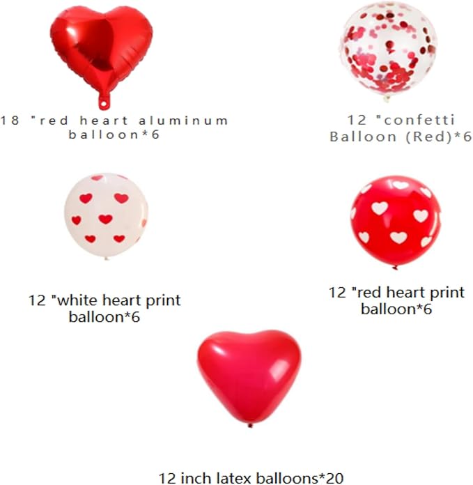 Red Valentines Day Balloons kit,Anniversary Decorations Valentines Day Decorations,Red Valentines Day Balloons with Happy Anniversary Banner Heart Balloon for Sweetest Day Decorations