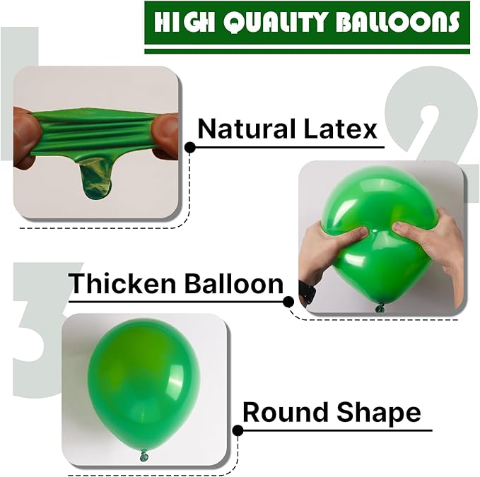 PartyWoo Green Balloons 100pcs 12 Inch Green Latex Helium Balloons for Birthday Baby Shower Graduation Engagement Wedding Dinosaur Jungle Golf Football Baseball Theme Party Decorations Green-Y24