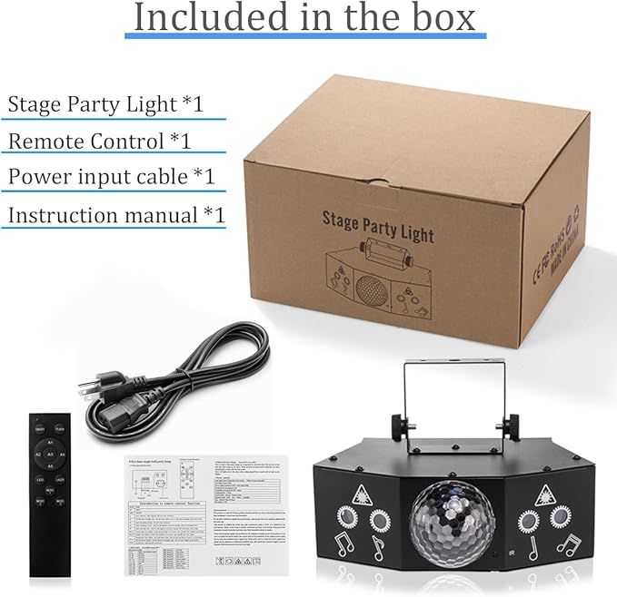 DJ Disco Ball Party Lights with DMX512 and Sound Activated, LED Stage Lighting Show Strobe Light for Parties Indoor Dance Wedding Karaoke Bar KTV Club Christmas Halloween Music Rave Lamp