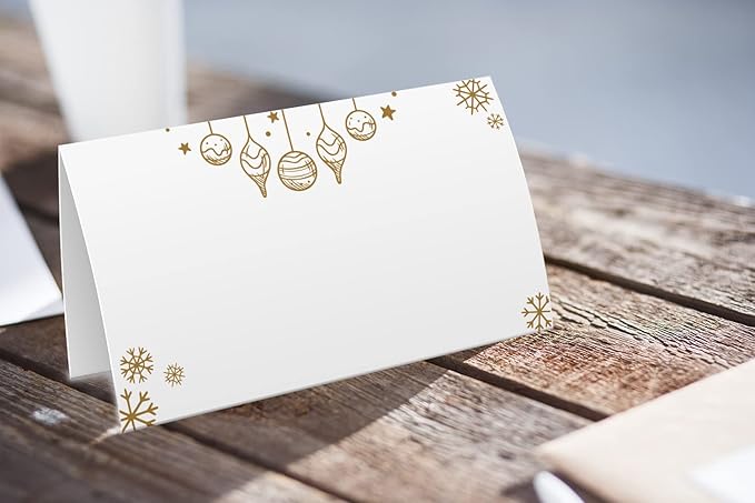 FZ-a55 Christmas Food Tent Labels (25 pack) - Table Place Cards, Banquet & Buffet Food Labels, Perfect for Christmas Parties