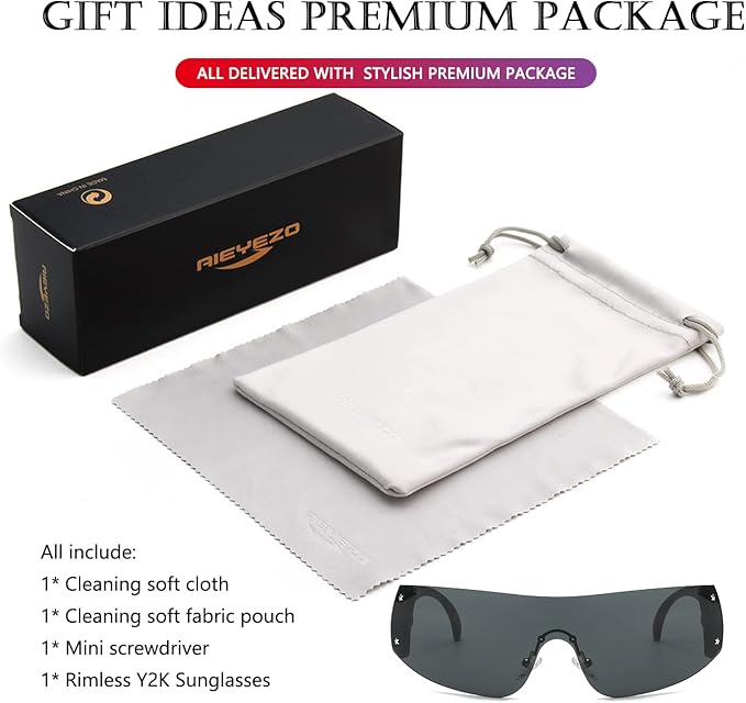 AIEYEZO Oversized Y2K Sunglasses for Women Men Trendy Retro Wrap Around Big Shield Sun Glasses