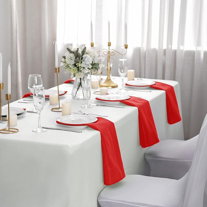 25pcs Polyester Cloth Napkins - 17 x 17 inch Red Washable Dinner Napkins with Hemmed Edges for Restaurant/Wedding/Hotel(25,Red)