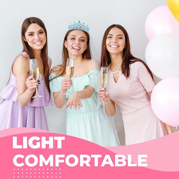 Birthday Tiara Crown with Sash for Women, Headband Hair Accessories for Wedding Party Costume (A-Blue)