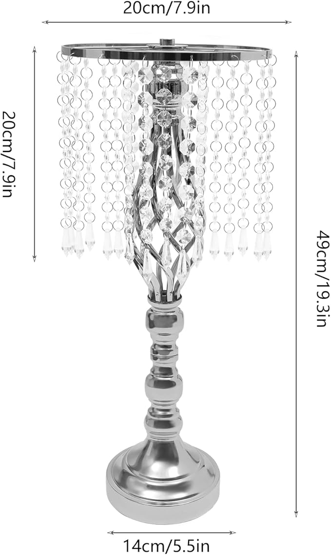 Wedding Centerpieces Gold Vases,10PCS Metal Flower Candle Holder with Sparkling Crystal Beads,Crystal Flower Vase Metal Flowers Stand for Party Tables Decorations (Sliver-10PCS-14CM)