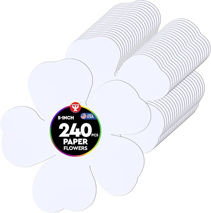 Hygloss Flower Shape Paper Cut-Outs for Arts & Crafts-Many Creative Uses-Classroom Activities-5 Inches-White 240 Pcs
