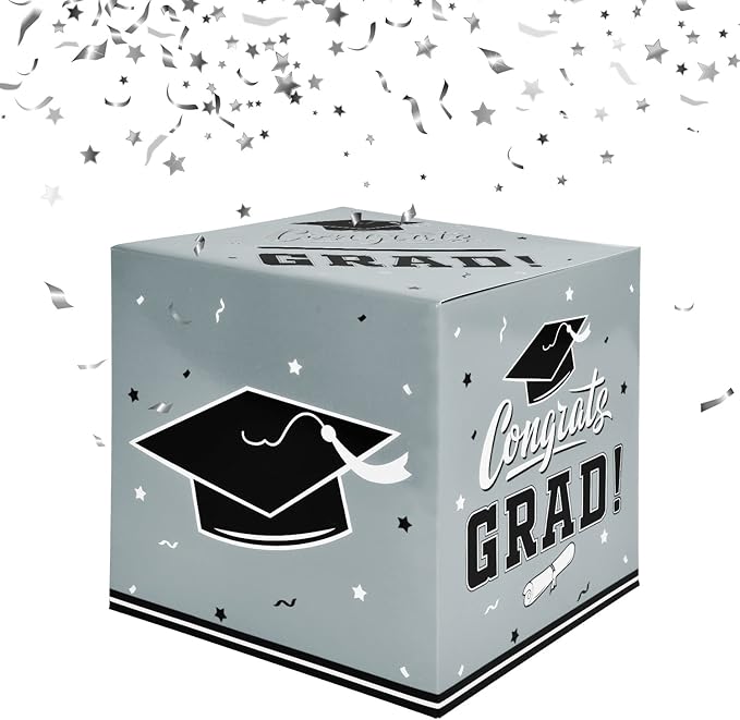 Gatherfun Graduation Party Decorations Graduation Box Graduation Card Box for Graduation Gift Graduation Party Favors Decor Party Supplies Silver