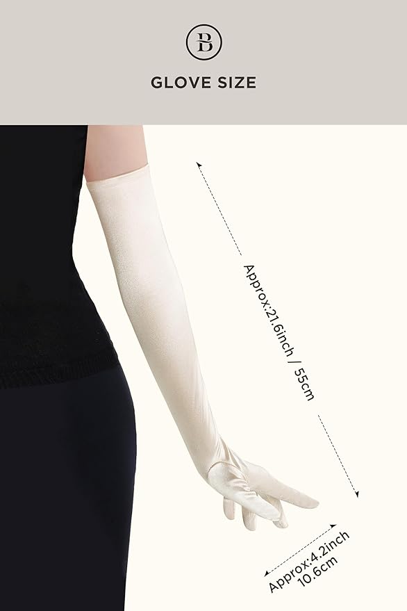 BABEYOND Long Opera Party 1920s Satin Tea Party Gloves Costume Stretchy Adult Size Elbow Length Bridal Gloves