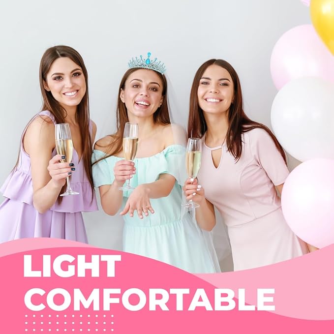 Birthday Tiara and Crown with Sash for Women, Hair Accessories for Wedding Party Costume (B - Blue)