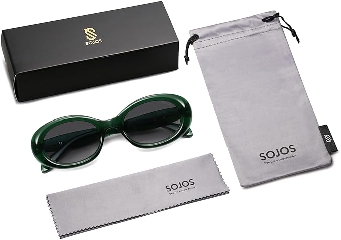 SOJOS Small Retro Oval Polarized Sunglasses for Women Men 90s Vintage UV400 Protection Tiny Sun Glasses SJ2286