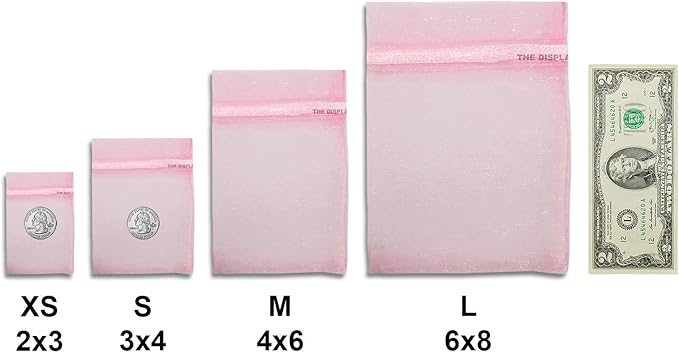 TheDisplayGuys 48-Pack 6x8 Pink Sheer Organza Gift Bags with Drawstring, Jewelry Candy Treat Wedding Party Favors Mesh Pouch