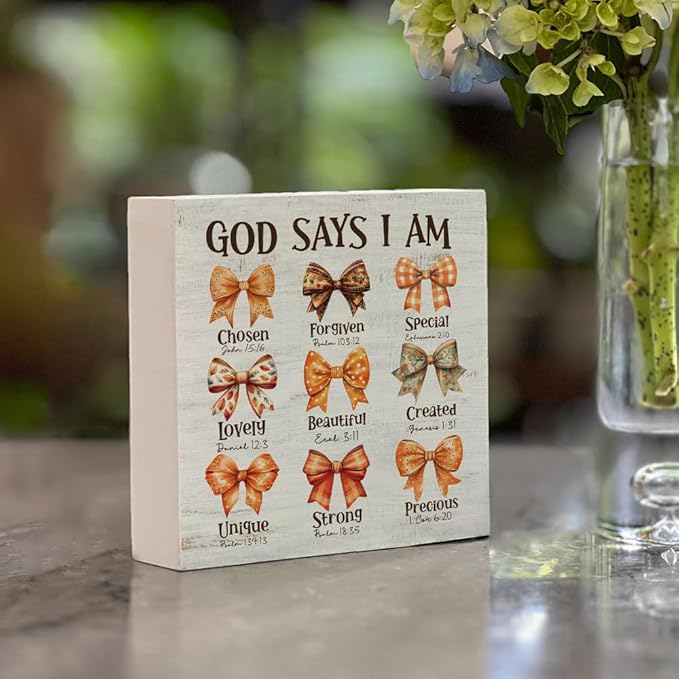Fall Theme Sign Retro Farmhouse Fall Artwork Decor Autumn Harvest Thanksgiving Wooden Sign, Rustic Wood Maples Decorations for Indoor Outdoor Home Office Supplies (God Says)