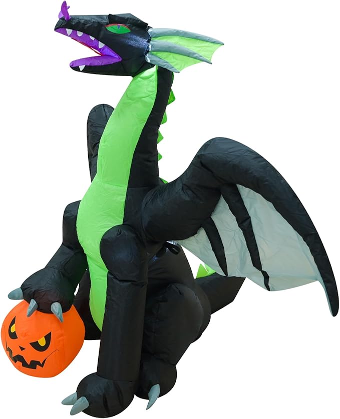 4FT Dinosaur Halloween Inflatable Halloween Blow Up Decoration with LED Lights Indoor Outdoor Yard Graden Holiday Party Decor