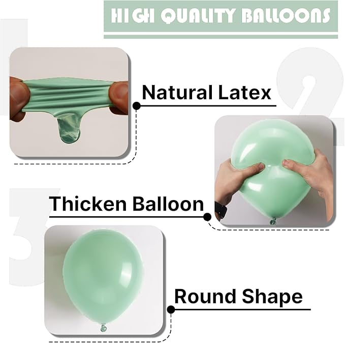 PartyWoo Mint Green Balloons 50 pcs 12 Inch Pastel Light Green Latex Helium Balloons for Birthday Baby Shower Gender Reveal Wedding Anniversary Graduation Party Decorations Green-Q06