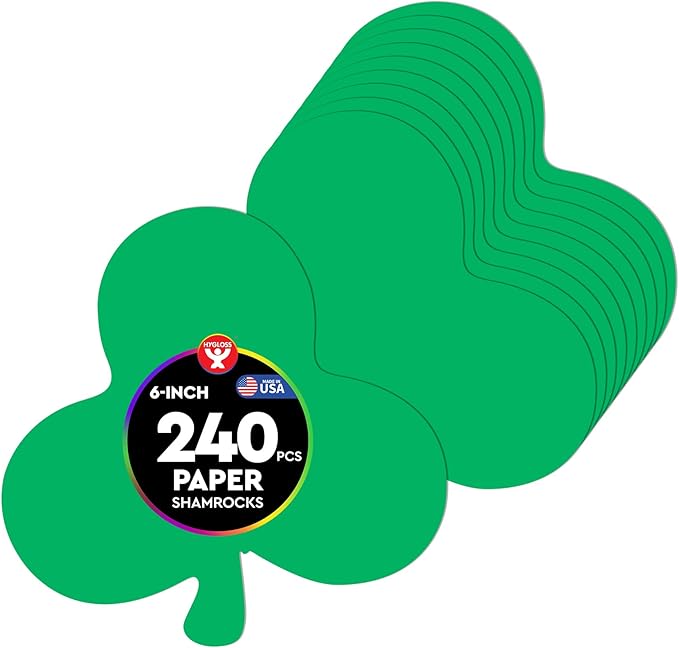 Hygloss Shamrock Shape Paper Cut-Outs for Arts & Crafts-Many Creative Uses-St. Patrick’s Day Activities-Vibrant Green-6 Inches- 240 Pcs