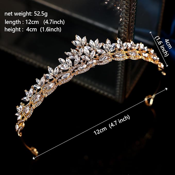 Crystal Princess Queen Tiara - Birthday Rhinestone Crowns Headband for Women Wedding Halloween Prom Pageant Party Coming of Age Ceremony Photo Props (HG1233-White)