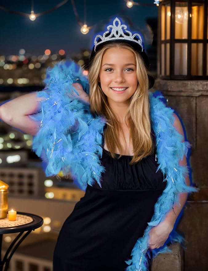 Feather Boa with Heart Rimless Sunglasses,4 ft Feather Boa for Bachelor Party Halloween Christmas Costume Accessory