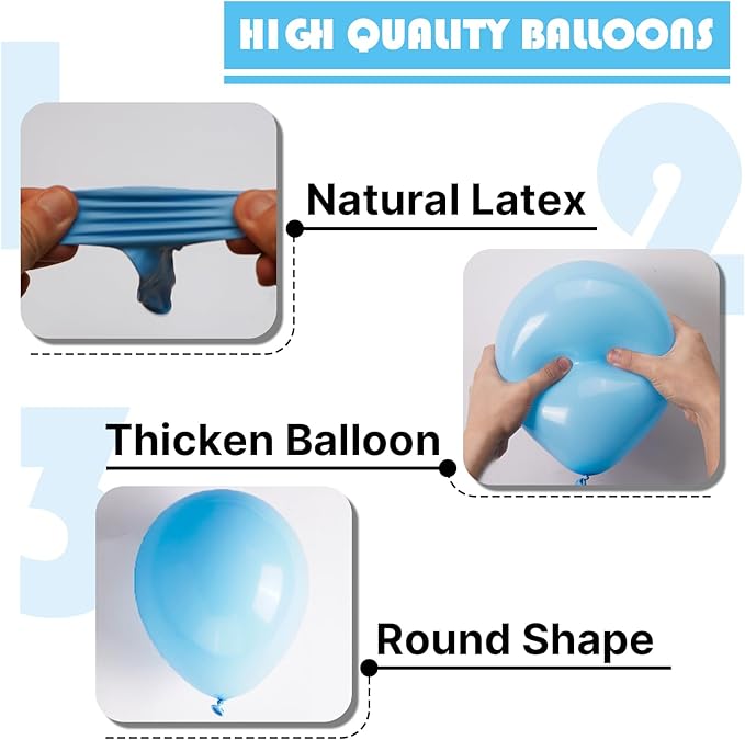 PartyWoo Bright Sky Blue Balloons, 100 pcs Matte Blue Different Sizes Pack of 36 Inch 18 Inch 12 Inch 10 Inch 5 Inch Blue for Balloon Garland Arch as Party Decorations, Blue-Y20