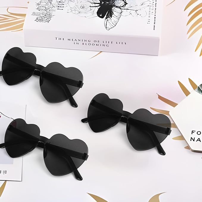 LEFIMOT 12 Pairs Heart Sunglasses for Women Heart Shaped Sunglasses Bulk Colorful Heart Glasses for Party Favor