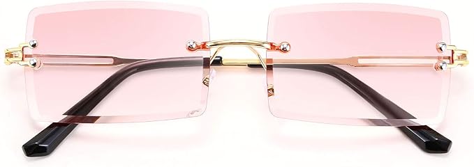 FEISEDY Vintage Rimless Sunglasses Rectangle Frameless Candy Color Glasses Women Men B2642