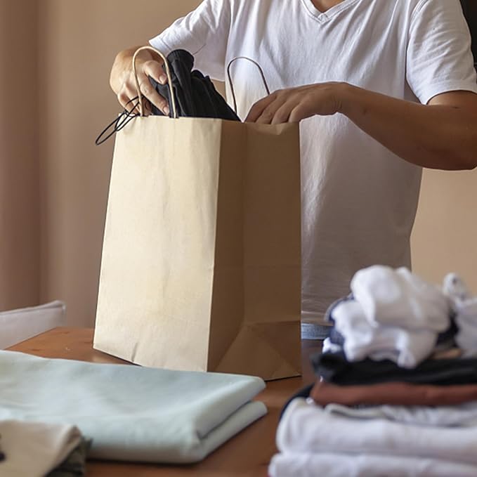 XPCARE 100Pack Large Paper Bags with Handles, 16x6x12 Inch Brown Paper Bag Kraft Shopping Bags for Business Merchandise Wedding Party Favor