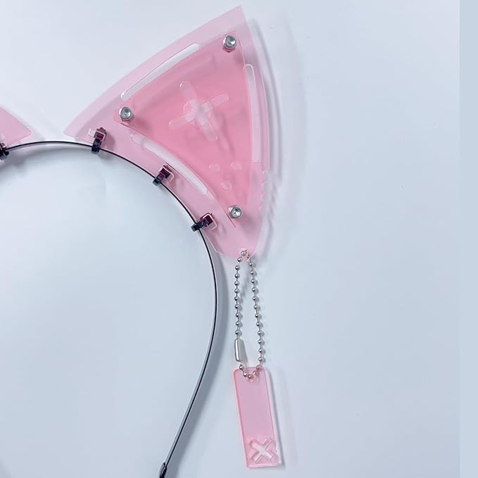 Cyberpunk Colorful Ear Hairband Fish Bone Hair Accessories COS Props (X Pink)