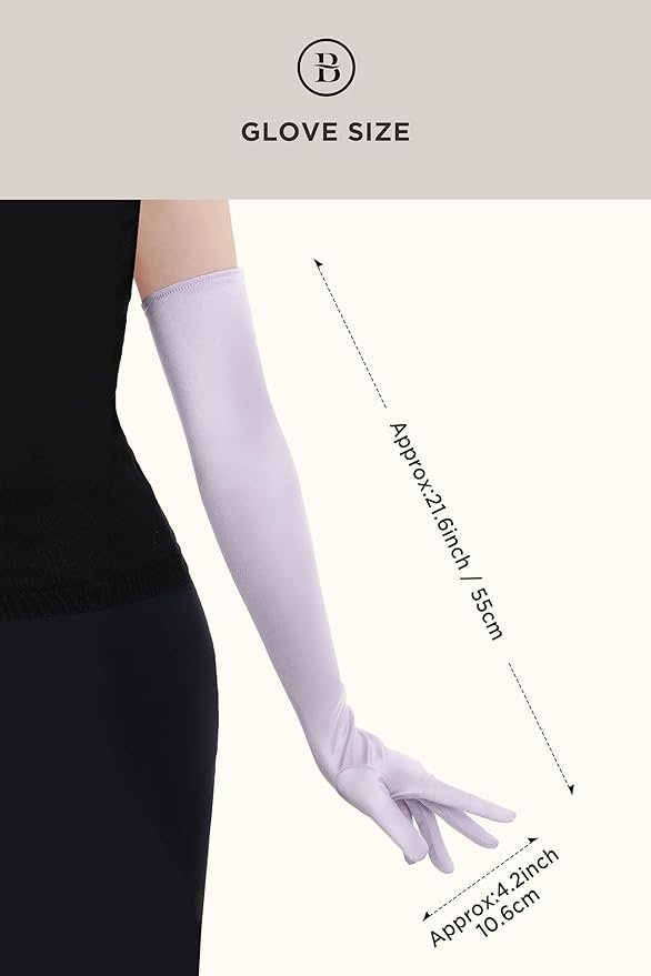 BABEYOND Long Opera Party 1920s Satin Tea Party Gloves Costume Stretchy Adult Size Elbow Length Bridal Gloves