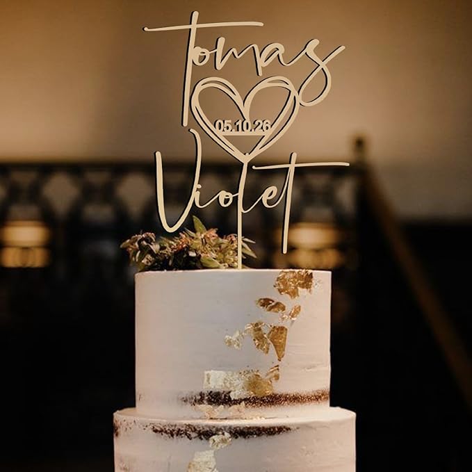 Wedding Cake Toppers, Wedding Cake Toppers Bride and Groom, Custom Cake Topper, Customize Your Own Anniversary Mr and Mrs Cake Topper,Rustic cake topper,Date wedding Cake topper.Wooden Cake topper