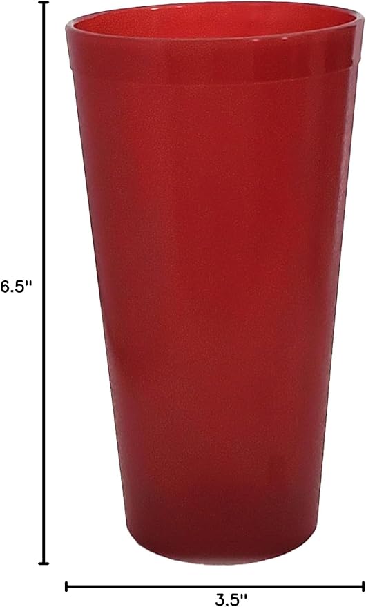 Party Outlaw Red Plastic Cup Tumblers 6 Pc 20oz Lightweight, Heavy Duty Stackable Cafe Style Plastic Glasses. Reusable & Dishwasher Safe Ice Tea & Water Cups