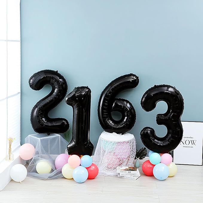 40 inch Black 3 Number Balloon Giant Foil Helium Balloons Black Large Digital Balloon 3 Number 3 Balloons for 3rd Birthday Party Decorations Anniversary Events Decoration Supplies