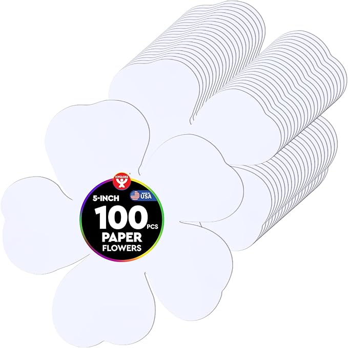 Hygloss Flower Shape Paper Cut-Outs for Arts & Crafts-Many Creative Uses-Classroom Activities-5 Inches-White 100 Pcs
