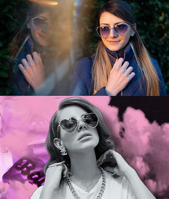 JOVAKIT Polarized Heart Sunglasses for Women Fashion Lovely Style Metal Frame UV400 Protection Lens