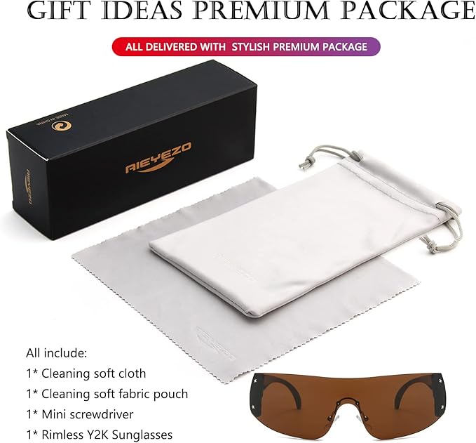 AIEYEZO Oversized Y2K Sunglasses for Women Men Trendy Retro Wrap Around Big Shield Sun Glasses