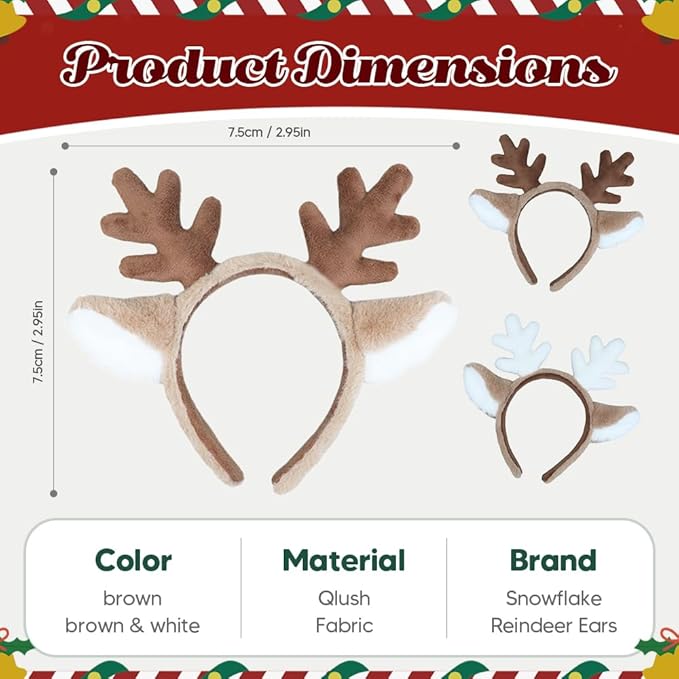 Deer Antlers Headband, Fluffy Realistic Animal Ears Headbands, Reindeer Antlers Headbands Cosplay Costume for Christmas