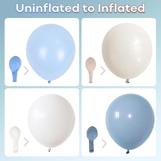 Dusty Blue Balloons Garland Arch Kit, Haze Blue Sand White Balloon Arch Kit, Pastel Blue Beige Balloon for Baby Shower Gender Reveal Birthday Engagement Wedding Bridal Shower Party Decorations