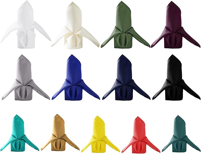 50pcs Polyester Cloth Napkins - 20 x 20 inch Red Dinner Washable Napkins with Hemmed Edges for Restaurant/Wedding/Hotel(50,Red)