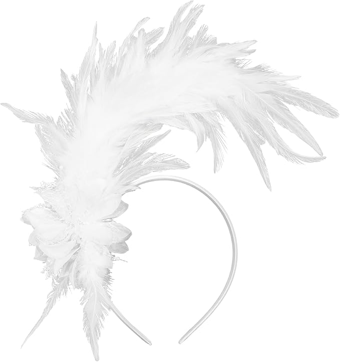Feathers Fascinator Headband 1920s Queen Headpiece Fascinators Hats for Women Tea Party Flower Headpiece