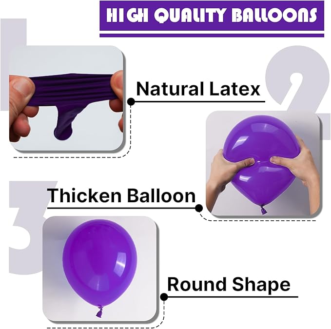 PartyWoo Dark Purple Balloons 50pcs 12 Inch Royal Purple Latex Helium Balloons for Birthday Baby Shower Graduation Anniversary Bachelorette Princess Butterfly Themed Party Decorations Purple-Y16