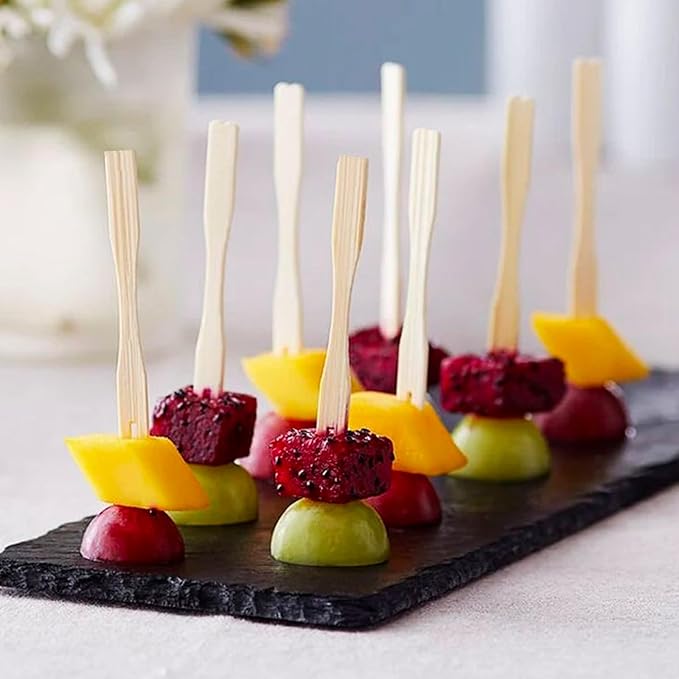 PuTwo Bamboo Appetizer Forks 3.5 Inch 300pcs Fancy Mini Small Appetizer Forks Toothpicks for Food Drink Fruit Sandwich BBQ Wedding Cocktail Charcuterie Boards Accessories Birthday Party Supplies