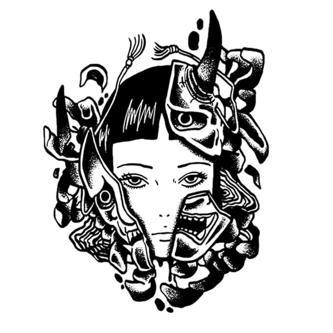 INKARTLINK Tattoo Tech, 2 Sheets Large Semi Permanent Tattoo, Adult Art Design Temporary Tattoos, Lasts 1-2 Weeks, Waterproof, Realistic Look, No Adhesive, No Reflection (Devil Split Design)