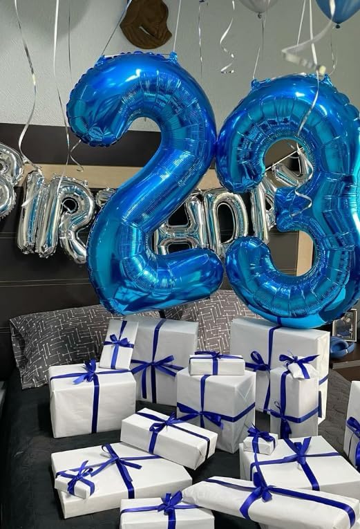 40 Inch Navy Blue Large Number 4 Birthday Balloon, Giant Number Four 14 24 34 40 44 Balloons, Foil Mylar Big Balloons for Anniversary Graduation Supplies Decorations