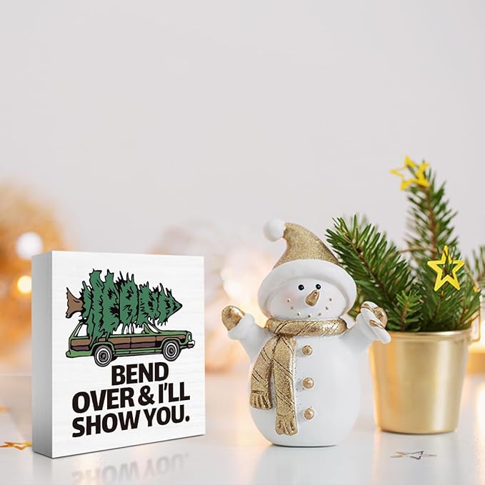 Christmas Vacation Decorations for Home Christmas Holiday Decor for Office Table Kitchen Merry Xmas Decorations for Bathroom Bedroom 5 x 5 Inch