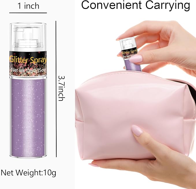 Mystic Purple Body Hair Glitter Spray 10g, Ultra Fine Holographic Shimmer Mist for Festival Makeup, Rave, Nightclub Glow, E-Girl Face Body Sparkle, DIY Craft Nail Art