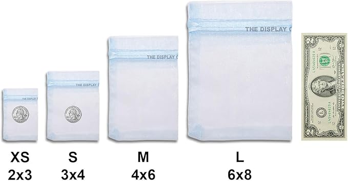 TheDisplayGuys 100-Pack 6x8 Blue Sheer Organza Gift Bags with Drawstring, Jewelry Candy Treat Wedding Party Favors Mesh Pouch