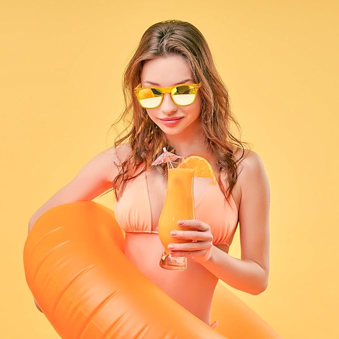 12/24 Pack Wholesale Retro Neon Colors Party Favor Supplies Unisex Sunglasses Bulk for Adults Teens, UV400 Protection